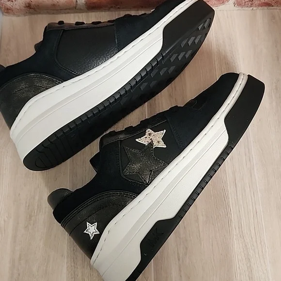 Michael Kors Black Lexi Embellished Mixed-Media Sneaker Women's 8.5 NIB - Picture 10 of 16